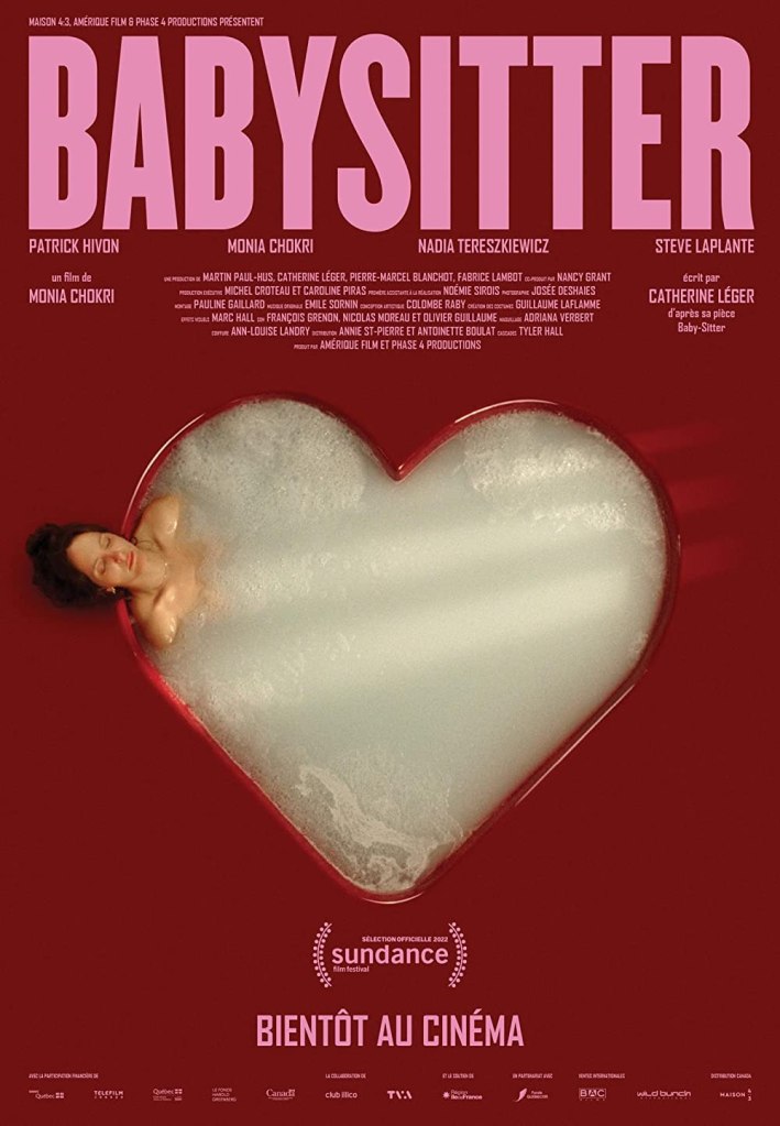 The film poster showing Nadine (Monia Chokri) in a heart-shaped bathtub filled with foam.