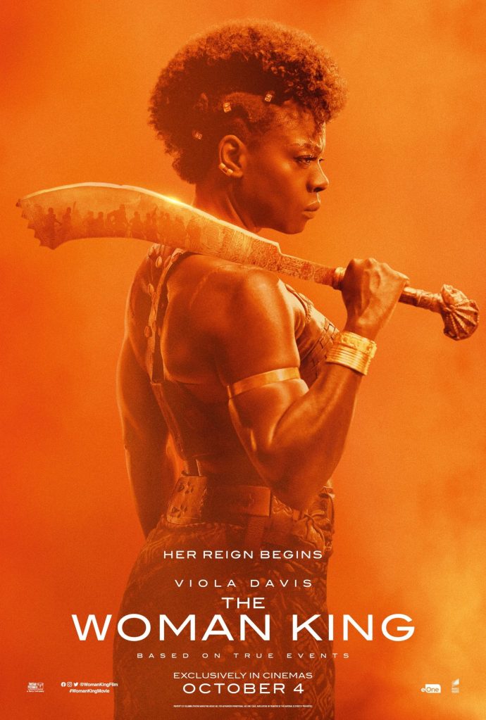 The film poster showing Nansica (Viola Davis) with a machete over her shoulder.
