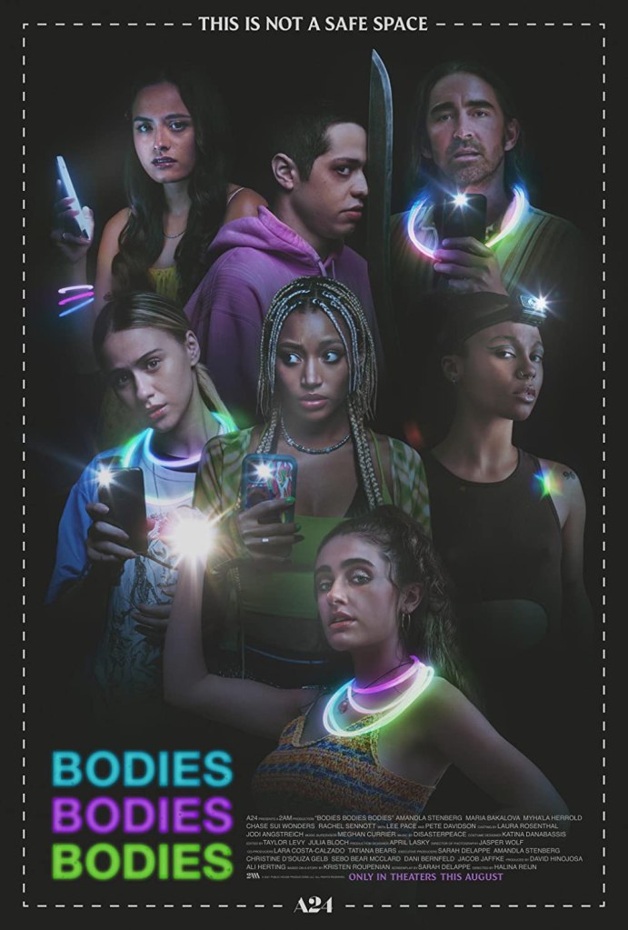 The film poster showing the group of friends, most of them having some kind of flashlight. 