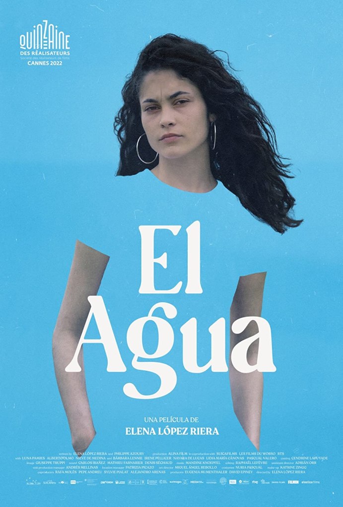 The film poster showing Ana (Luna Pamiés) wearing a blue shirt the exact color of the background, so the two melt together.