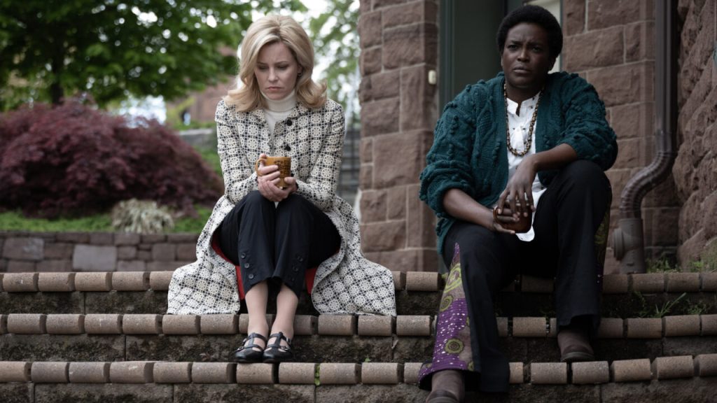 Joy (Elizabeth Banks) having a quiet moment with Gwen (Wunmi Mosaku).