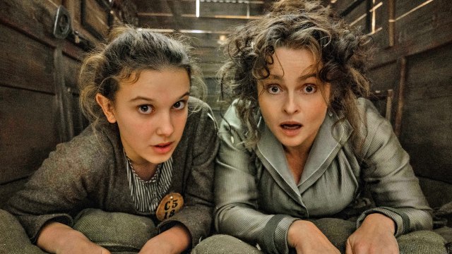 Enola (Millie Bobby Brown) and her mother Eudoria (Helena Bonham Carter) in captivity together.