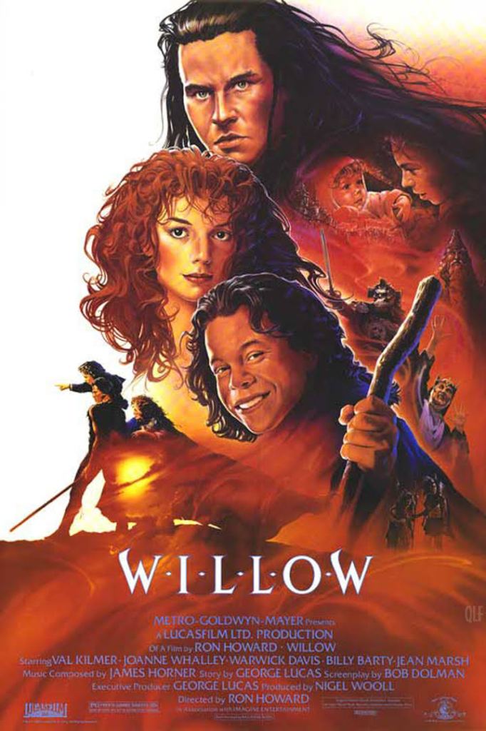 The film poster showing drawings of the main characters arranged one on top of the other.