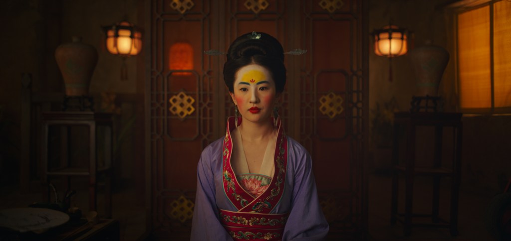 Mulan (Liu Yifei) all done up for the matchmaker.