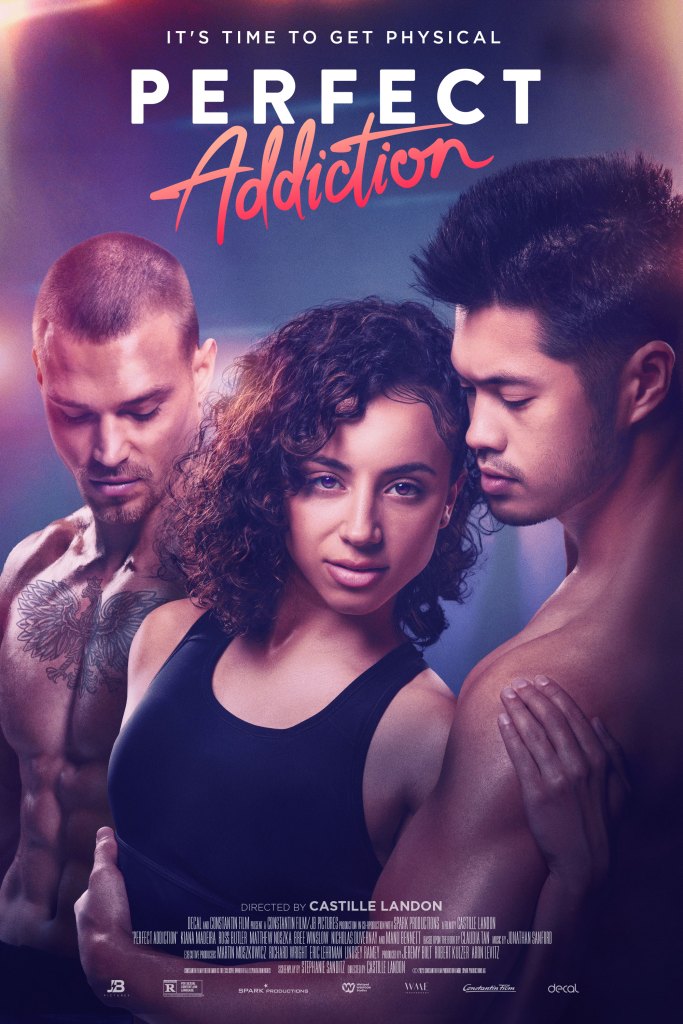 The film poster showing Sienna (Kiana Madeira) between Jax (Matthew Noszka) and Kayden (Ross Butler). The guys aren't wearing shirts. Sienna is leaning against Kayden.