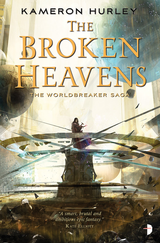 The book cover showing a figure in a cloak standing in some kind of machinery with large speheres swirling above it.