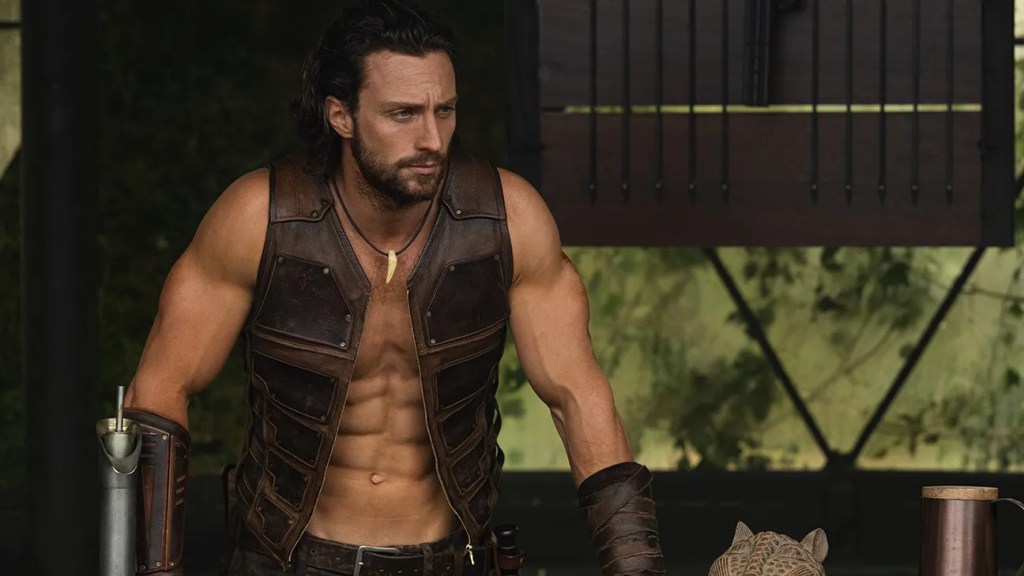 Sergei aka Kraven (Aaron Taylor-Johnson) looking pensive.