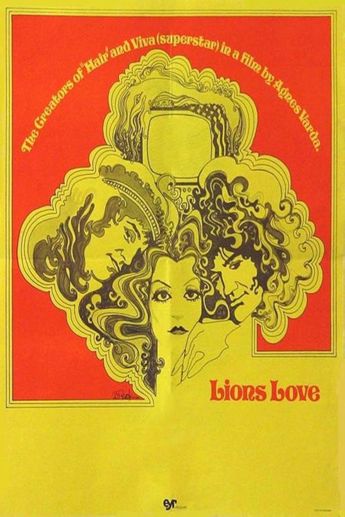 The film poster showing a psychedelic illustration of Viva (Viva), Jim (James Rado) and Jerry (Gerome Ragni) aranged und a TV set.
