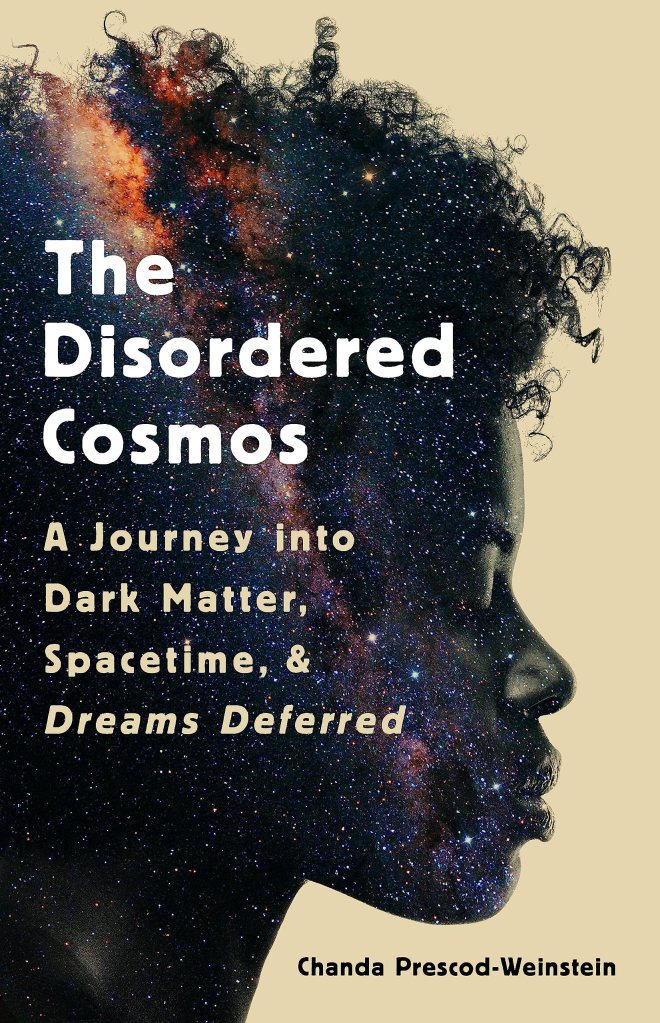 The book cover showing the silhouette of a Black woman in front of a beige background. The woman's shape is filled with a photo of the stars and galaxies in the universe.