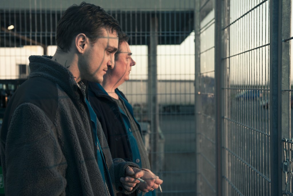 Christian (Franz Rogowski) and Bruno (Peter Kurth) on a smoke break.