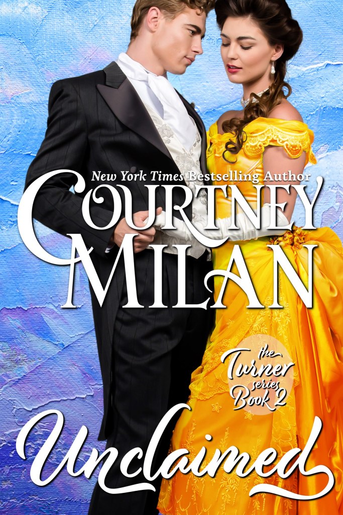 The book cover showing a man in a tuxedo and a woman in a yellow ballgown, leaning against each other.