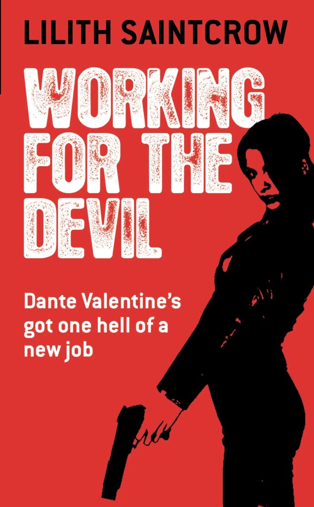 The book cover showing a woman holding a gun pointed towards the floor in front of her.