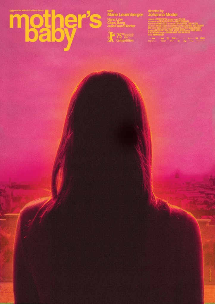 The movie poster showing a woman's silhouette against a pink background.