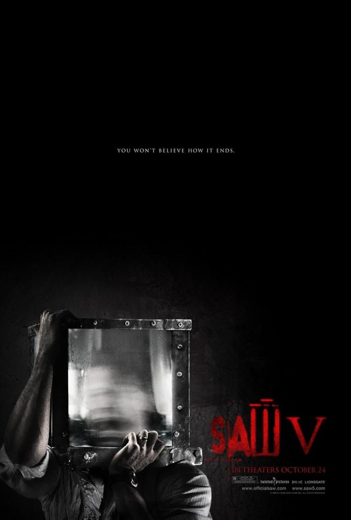 The movie poster showing a man with his head stuck in a glass box. His face is blurred but appears to be screaming.