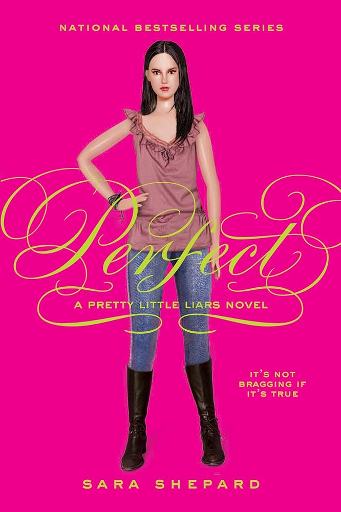 The book cover showing a barbie-like doll with black hair wearing jeggings, boots and a frilly top.