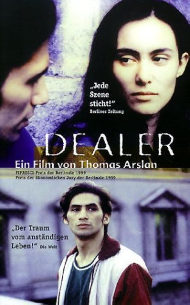 The movie poster showing Can (Tamer Yigit) talking to Jale (Idil Üner) and below that a shot of him alone in fromt of an apartment building.