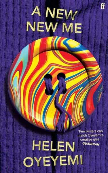 The book cover showing a button in psychedelic colors with a loose thread. 
