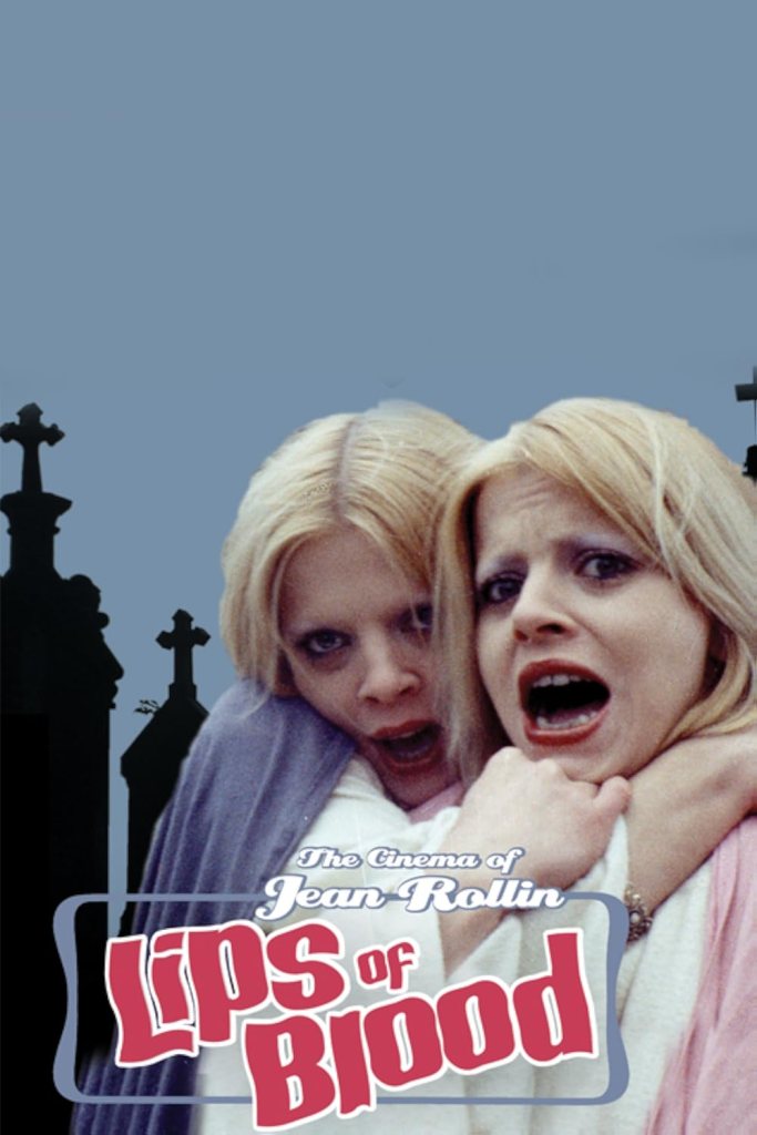 The movie poster showing two sisters (Catherine Castel, Marie-Pierre Castel) hugging each other, looking scared. Behind them we can see a few mausoleums.