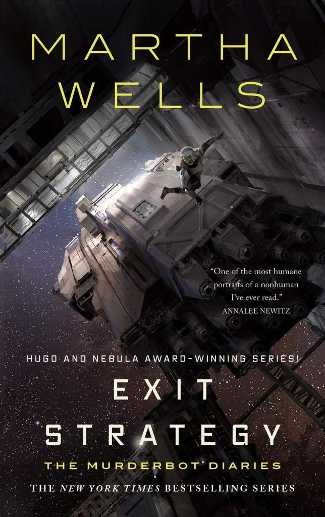 The book cover showing a human or human-shaped body in a space suit floating between a ship and a space station.