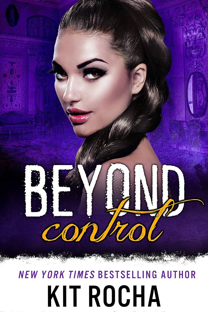 The book cover showing a woman with a thick braid over her shoulder who is looking over said shoulder at the camera. Behind her we can see ornate walls, all in monochrome purple.
